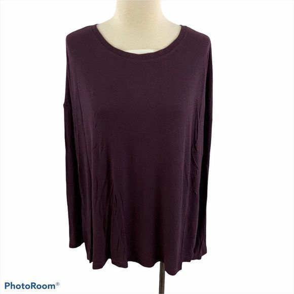 NWT H BY BORDEAUX Purple Cross Back Crew Neck Swea - Picture 9 of 9